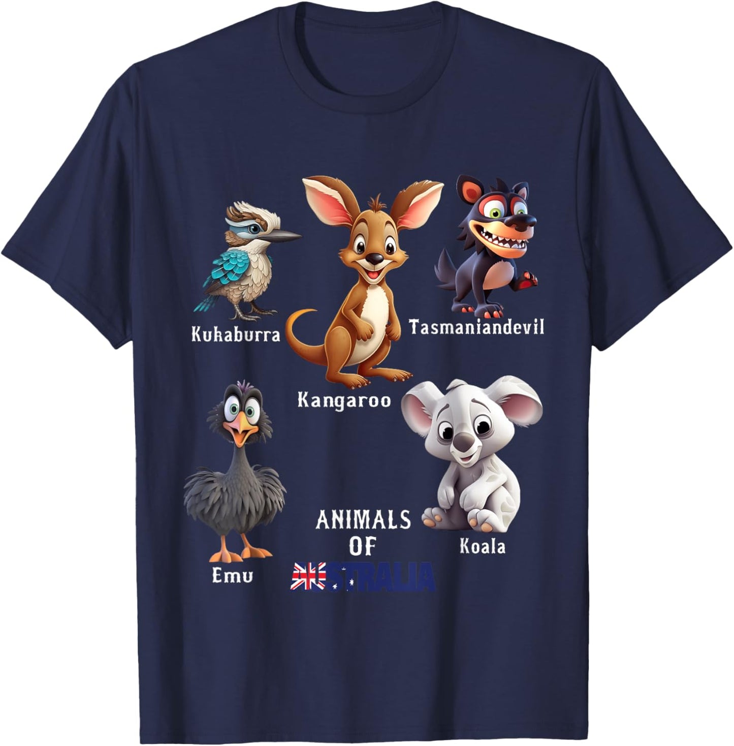 Animals Of Australia Aussie Zoology Educational T-Shirt - T-Shirt | Navy