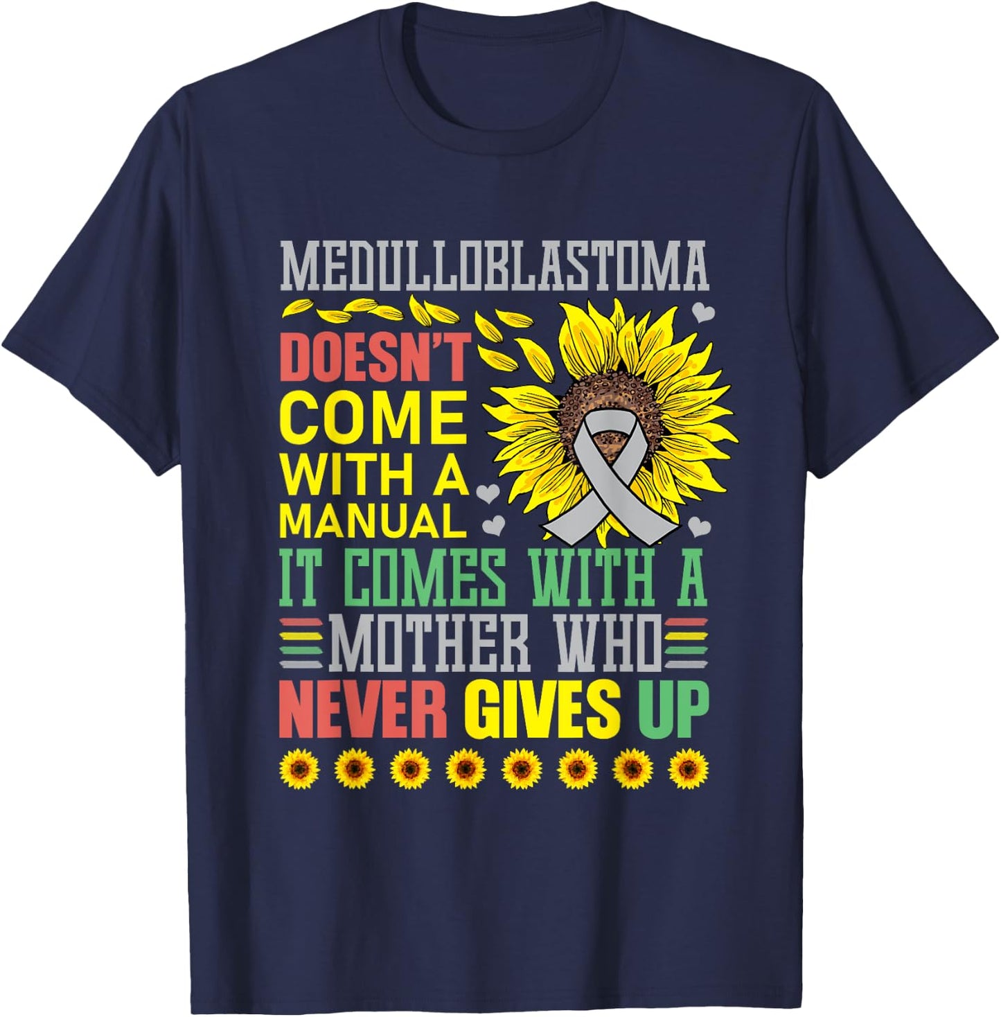 Medulloblastoma Awareness Warrior Supporter T-Shirt - T-Shirt | Navy