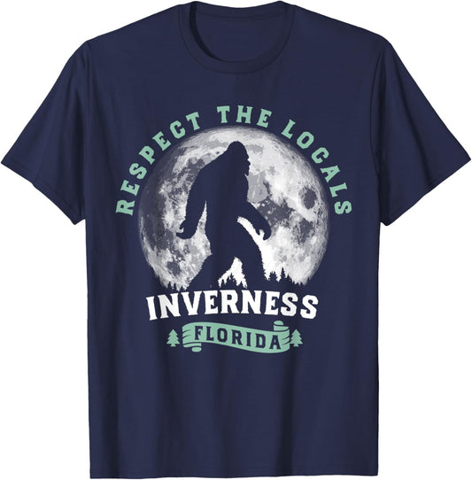 Inverness Florida Respect the Locals Bigfoot Swamp Ape T-Shirt - T-Shirt | Navy