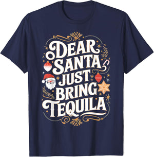 Matching Family Christmas Dear Santa just bring Tequila T-Shirt - T-Shirt | Navy