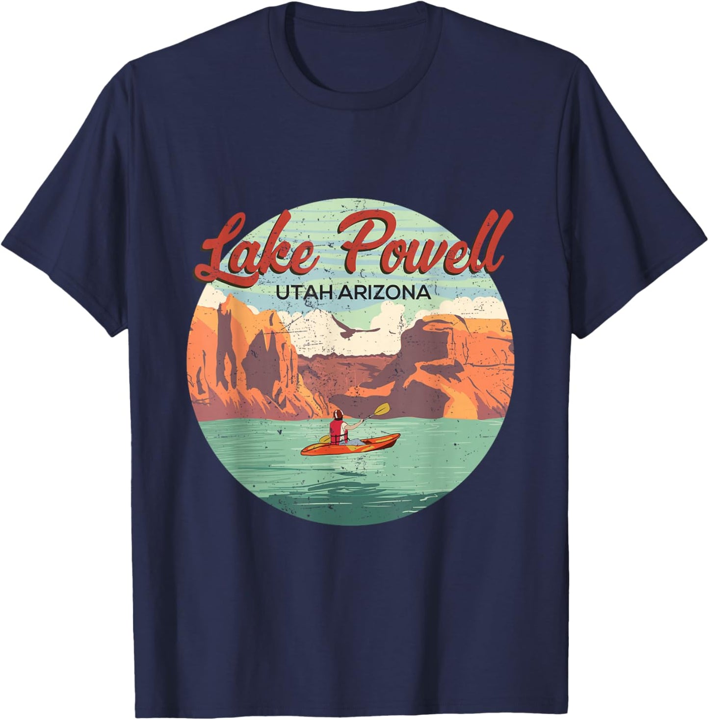 Boating In Lake Powell Utah Arizona Vintage Travel Souvenir T-Shirt - T-Shirt | Navy