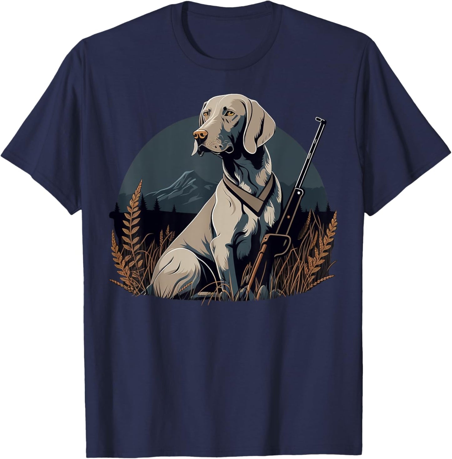 Weimaraner Hunter on Weimaraner Game Hunting T-Shirt - T-Shirt | Navy