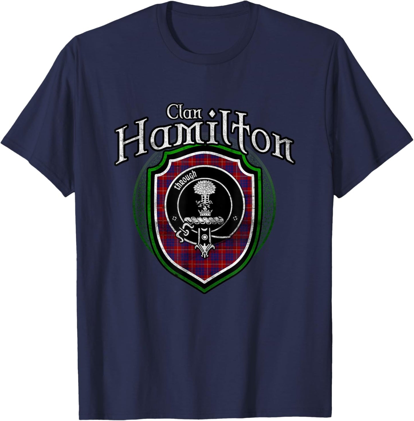 Hamilton Clan Emblem | Scottish Family Badge of the Hamilton Clan T-Shirt - T-Shirt | Navy