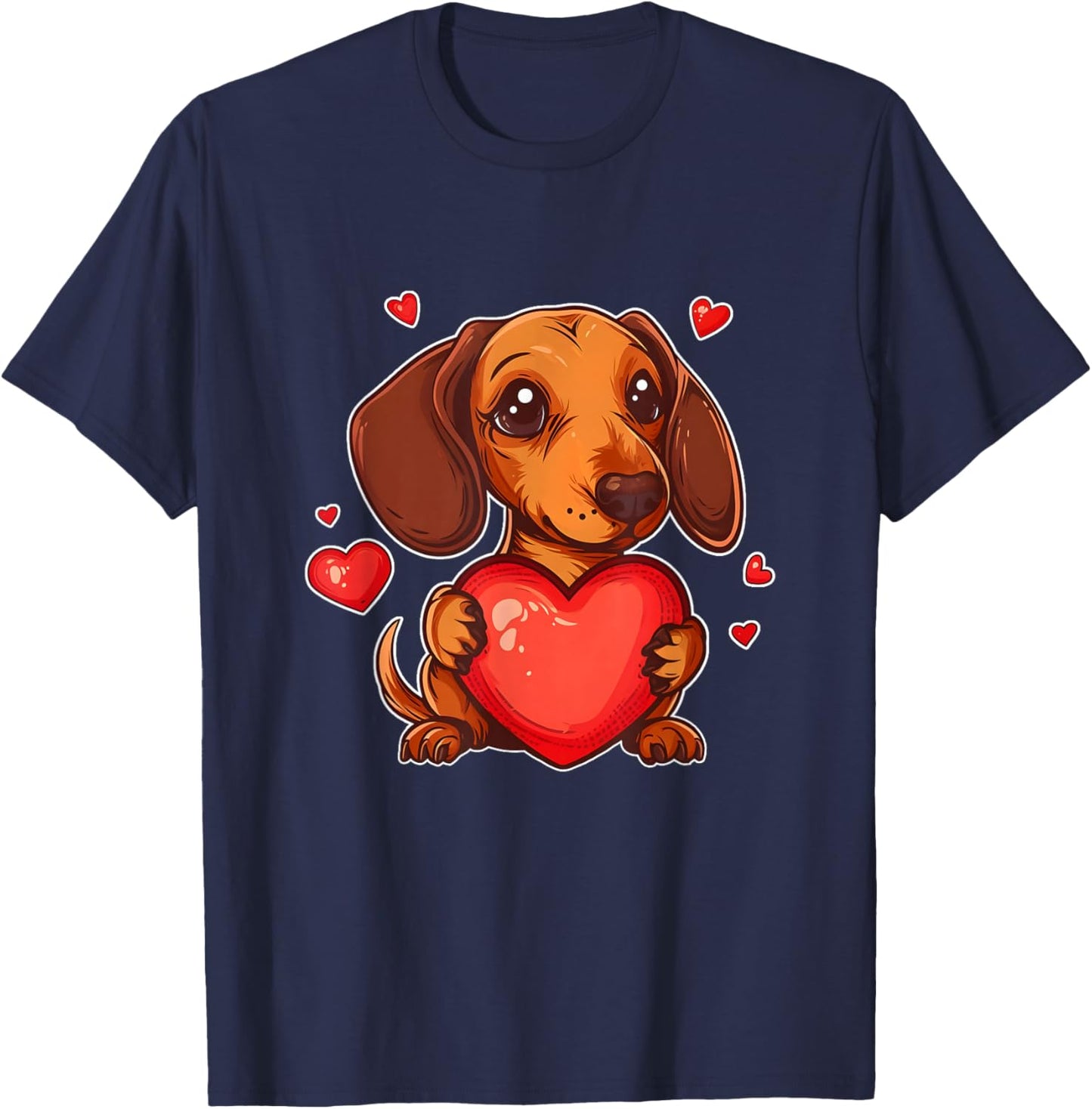 Dachshund valentine dog valentines day Men Women Girls Kids T-Shirt - T-Shirt | Navy