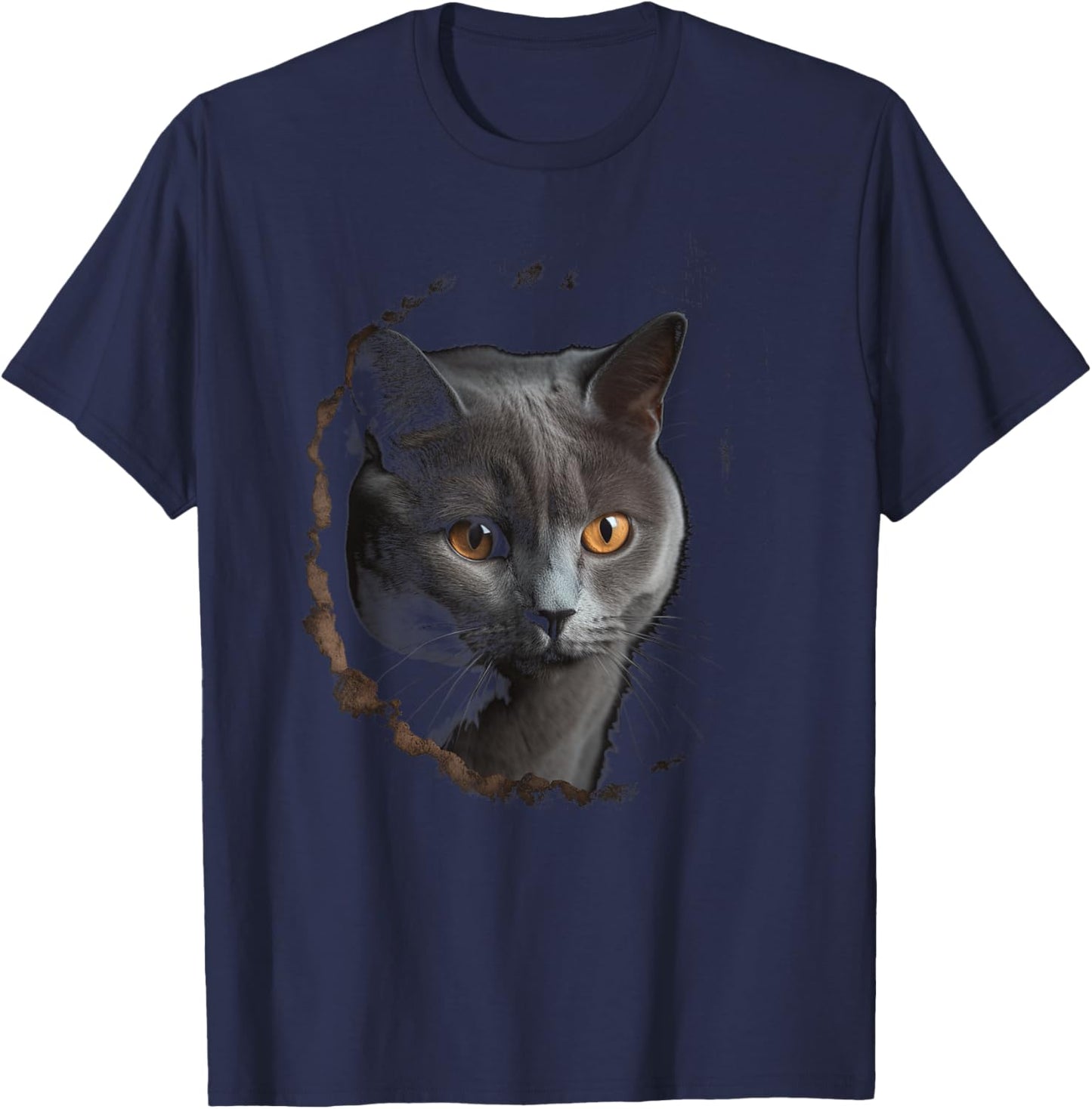 Chartreux Cat Eyes Kitty Kitten Cat Artwork Cat Face T-Shirt - T-Shirt | Navy