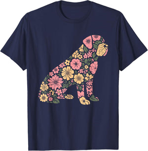 Funny Floral FLower Mastiff Mom Grandma Mothers Day T-Shirt - T-Shirt | Navy