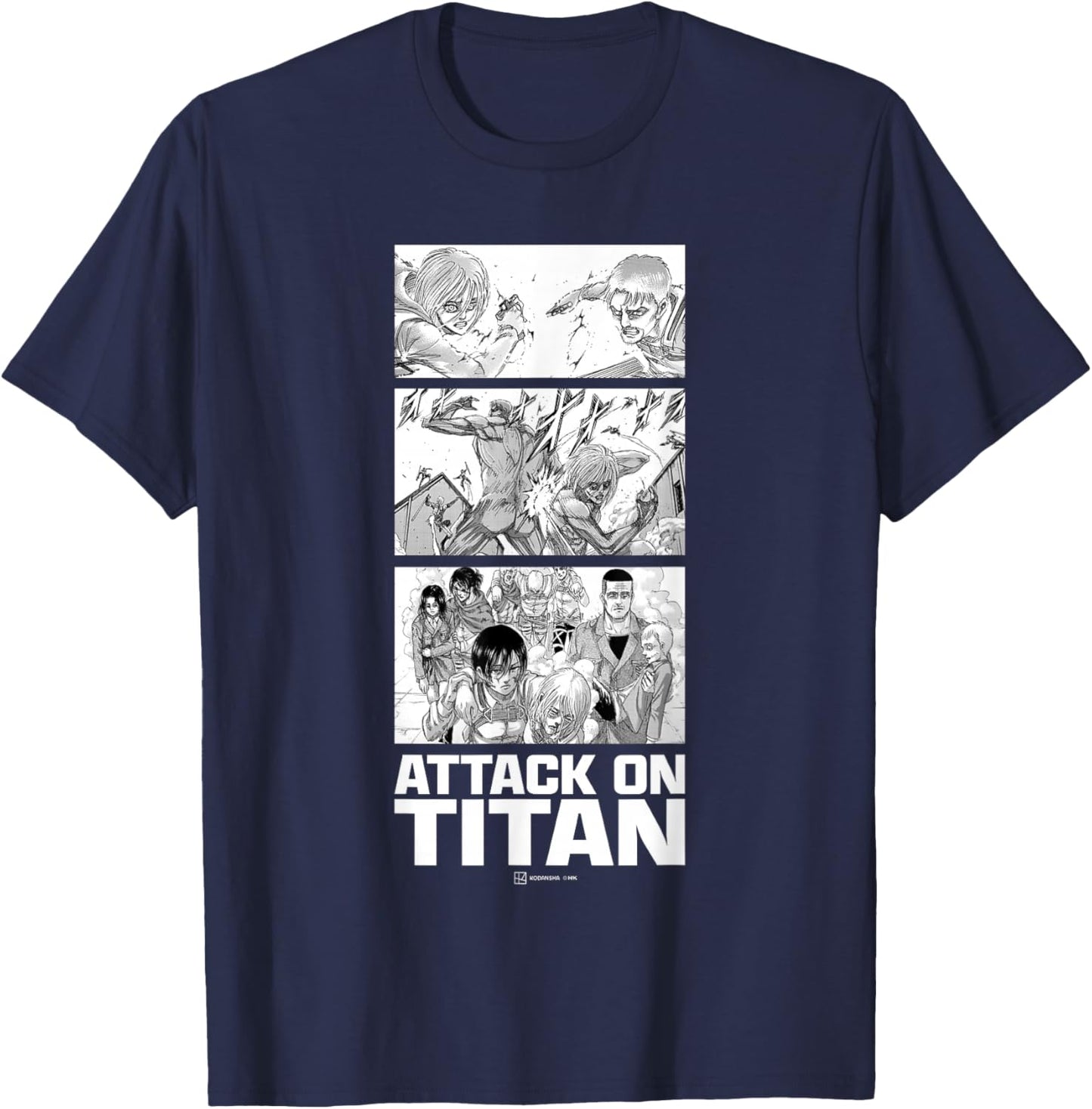Attack on Titan Annie Leonhart VS Reiner Braun Stack Manga T-Shirt - T-Shirt | Navy