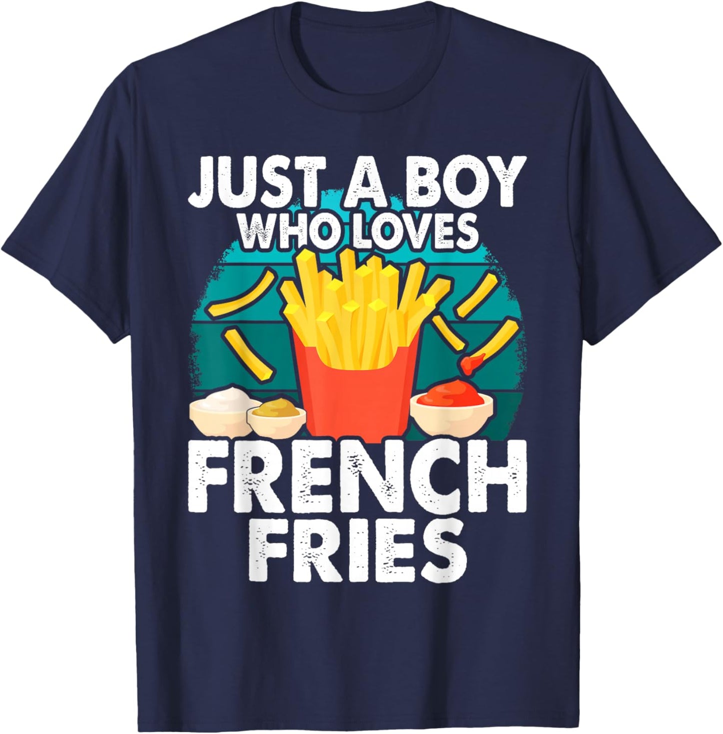 Cool Just a Boy Who Loves French Fries Boys Kids Toddler T-Shirt - T-Shirt | Navy