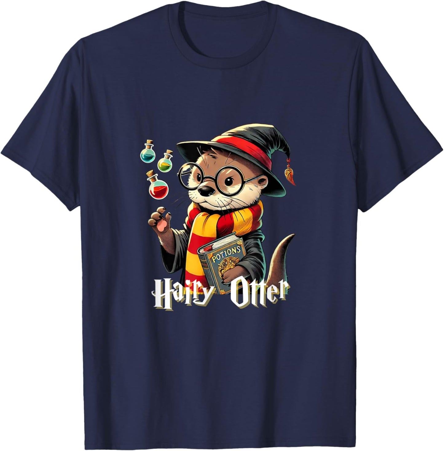 Hairy Otter - Funny Wizard T-Shirt - T-Shirt | Navy