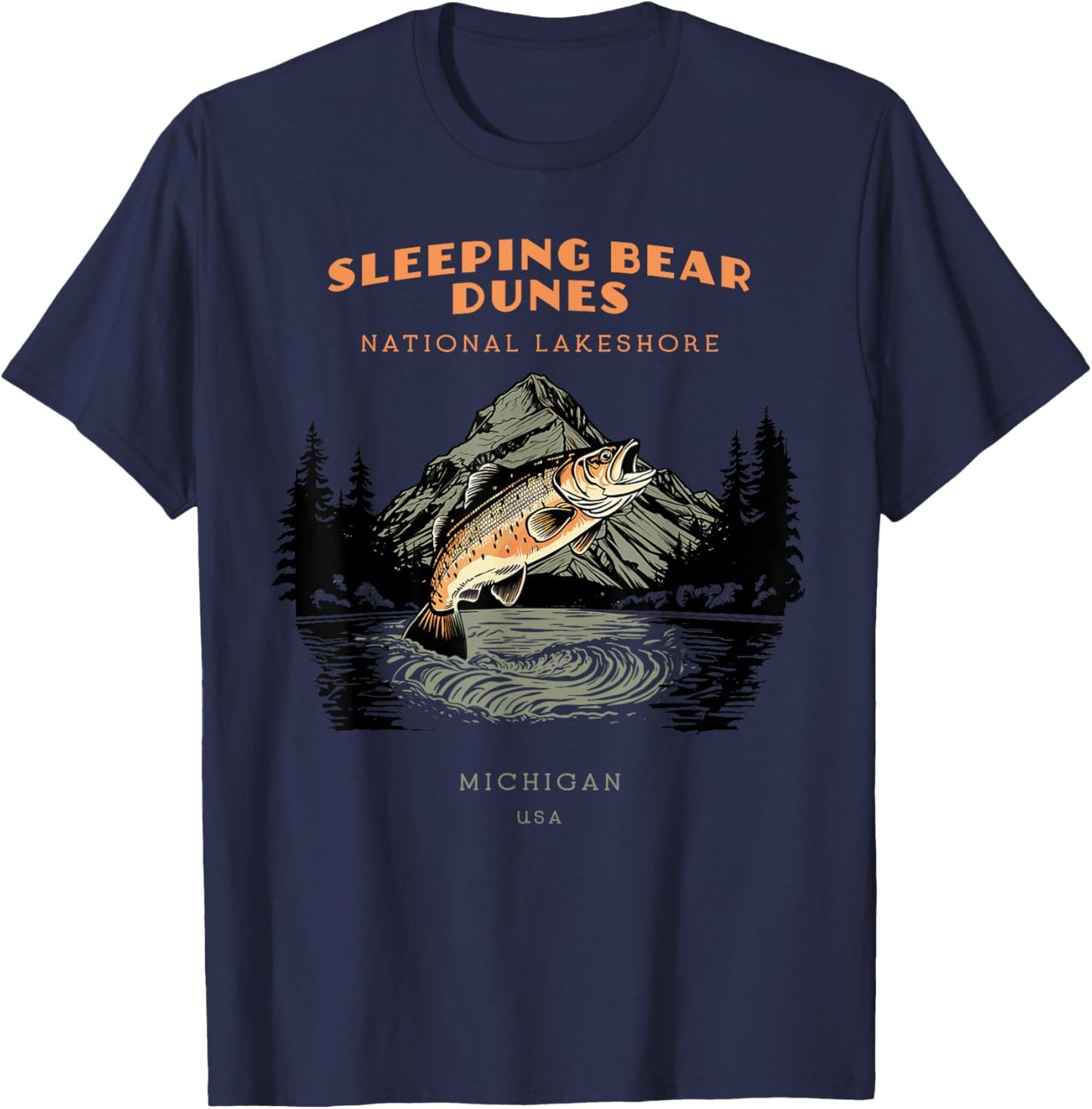 Sleeping Bear Dunes National Lakeshore Michigan Vintage T-Shirt - T-Shirt | Navy