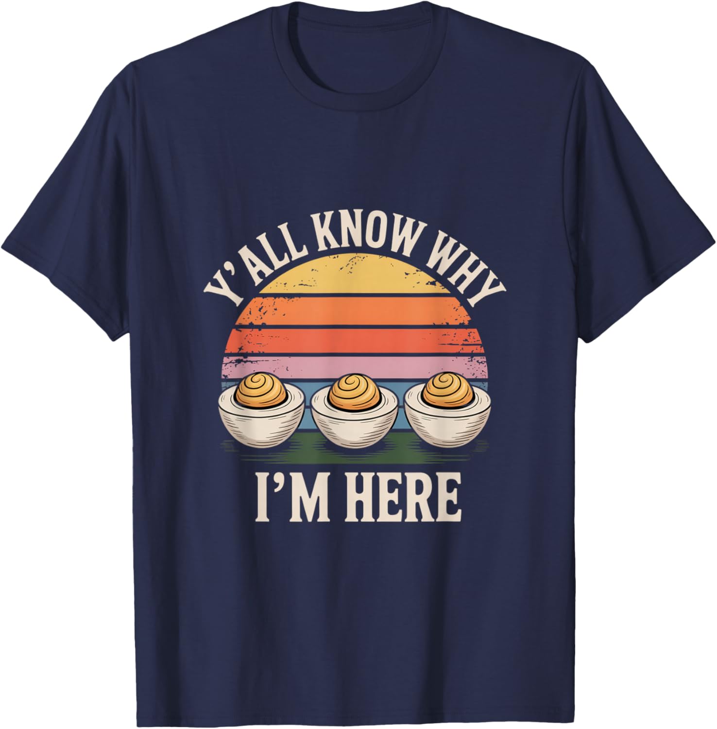Thanksgiving Deviled Egg Retro Deviled Eggs Lover T-Shirt - T-Shirt | Navy