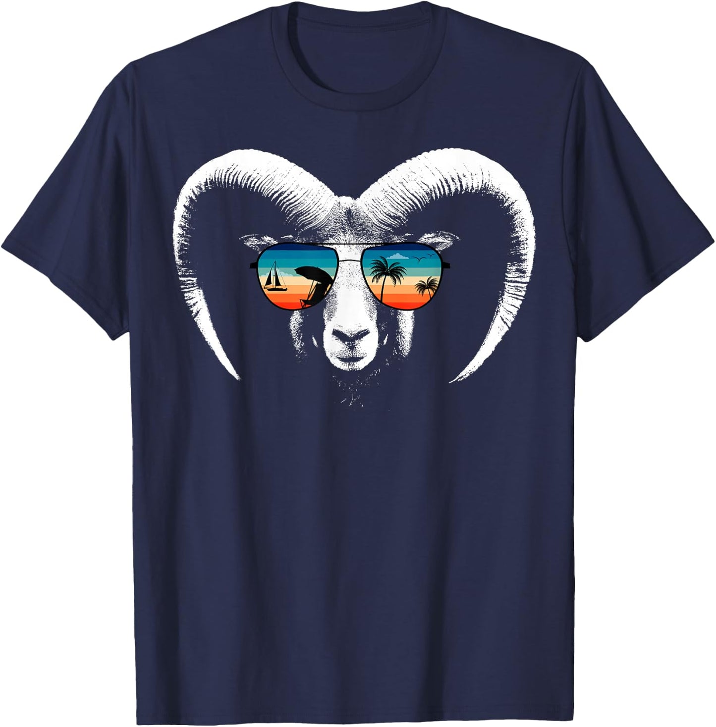 RAM Shirts With Glasses Sunglasses Retro Style T-Shirt - T-Shirt | Navy