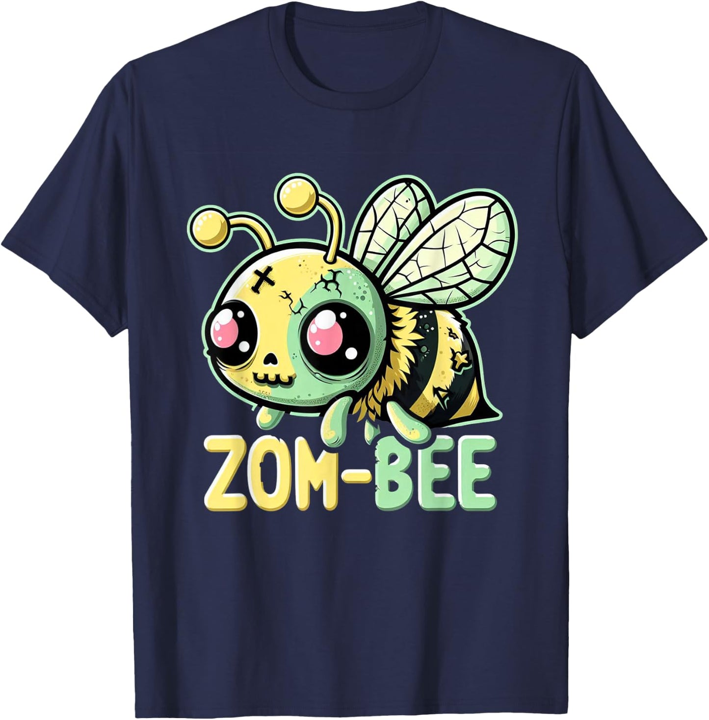 Zom-Bee Adorably Creepy Zombie Bee Cartoon Halloween T-Shirt - T-Shirt | Navy