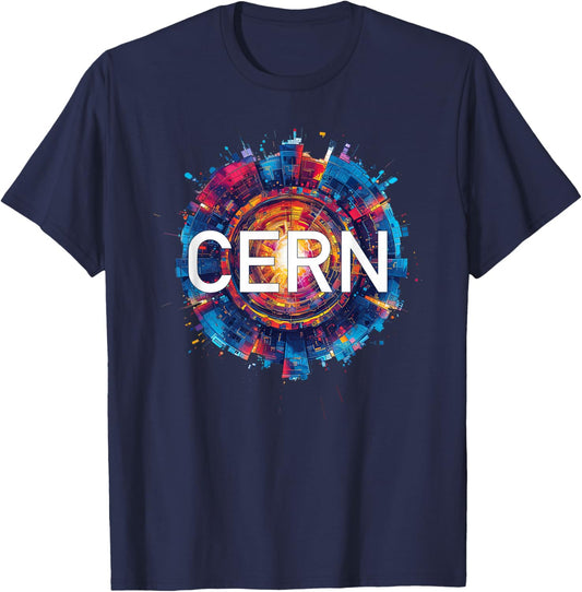 CERN Collider Abstract Hadron Enthusiast T-Shirt - T-Shirt | Navy