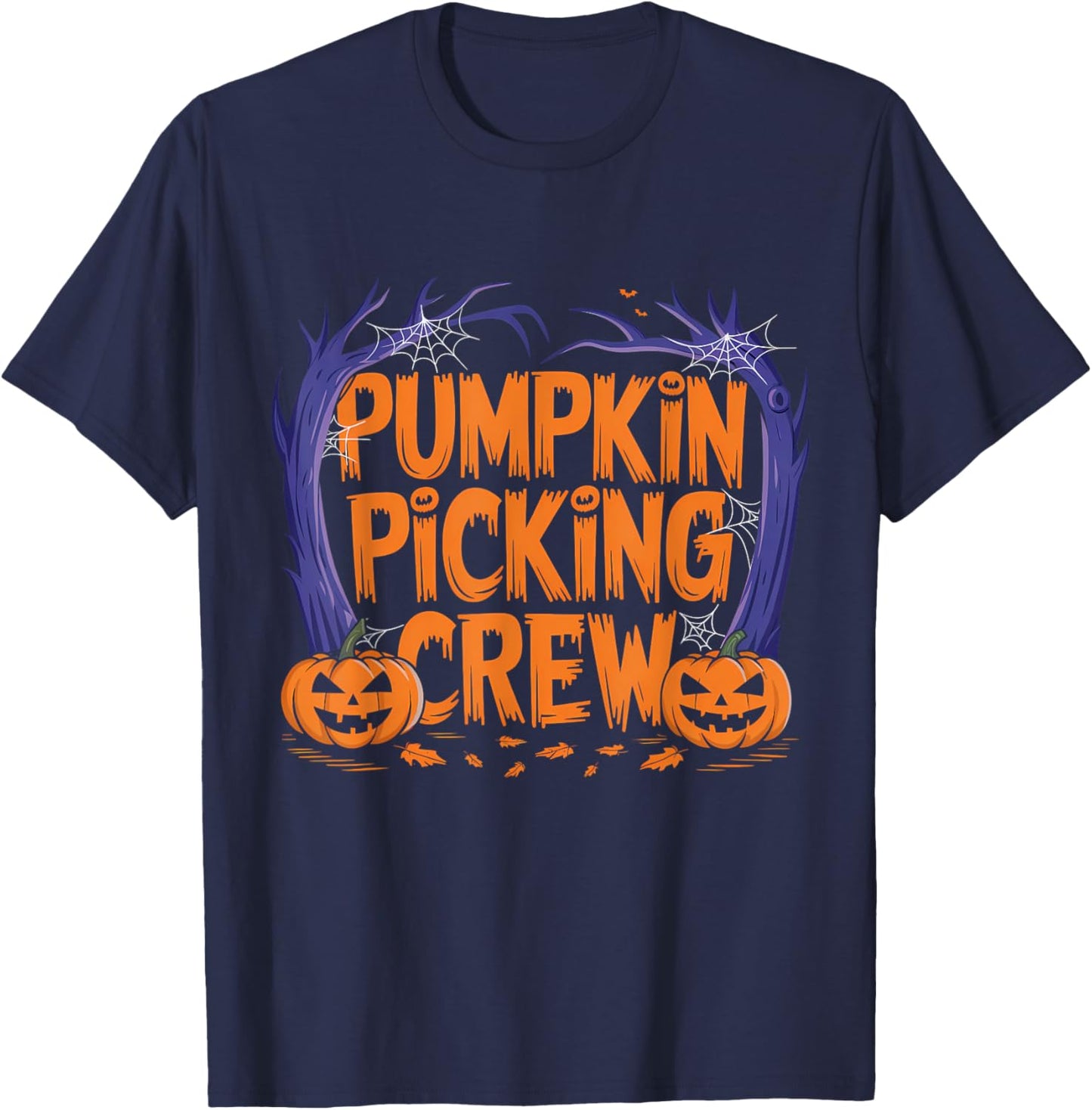 Spooky Pumpkin Picking Crew Matching Family Autumn T-Shirt - T-Shirt | Navy