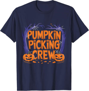 Spooky Pumpkin Picking Crew Matching Family Autumn T-Shirt - T-Shirt | Navy