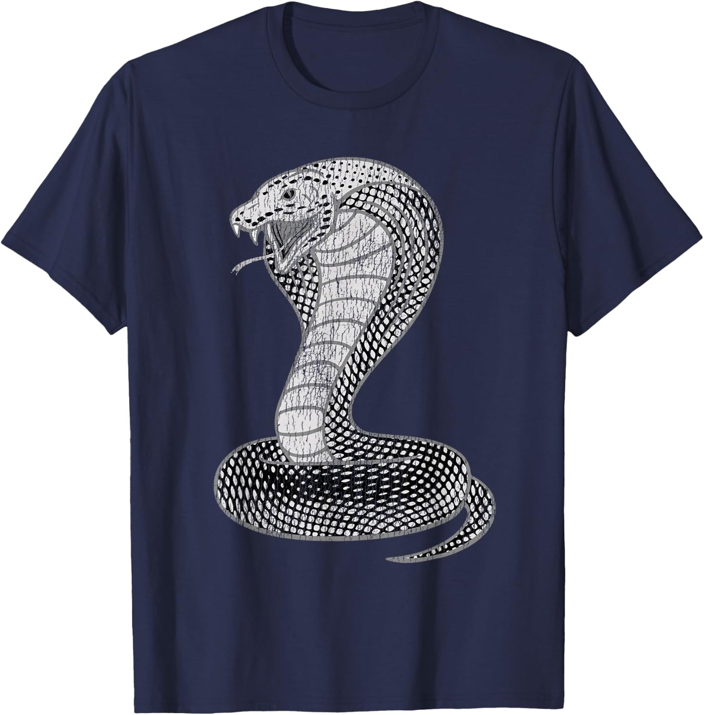 Vintage Distressed King Cobra Power Snake Muscle Car Karate T-Shirt - T-Shirt | Navy