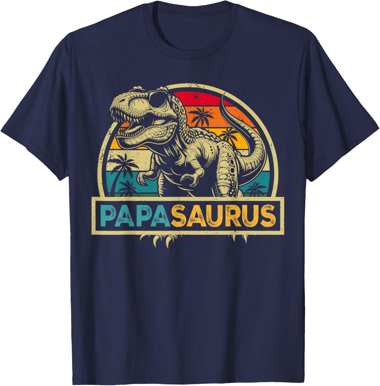 Papasaurus T Rex Dinosaur Papa Saurus Family Matching T-Shirt - T-Shirt | Navy