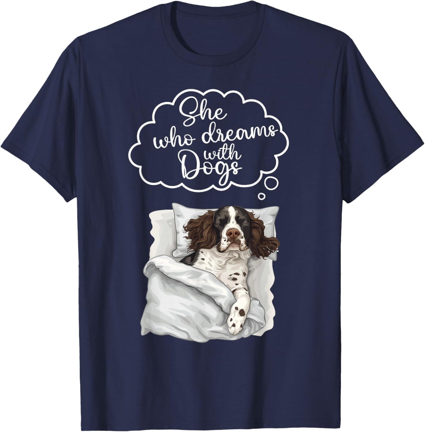 English Springer Spaniel Dog Nightgown Pajama T-Shirt - T-Shirt | Navy