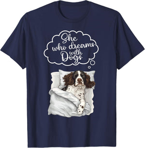 English Springer Spaniel Dog Nightgown Pajama T-Shirt - T-Shirt | Navy