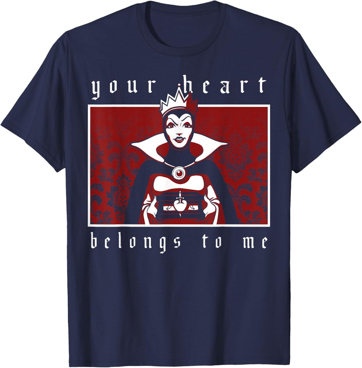 Disney Villains Valentine's Day Evil Queen Heart Portrait T-Shirt - T-Shirt | Navy