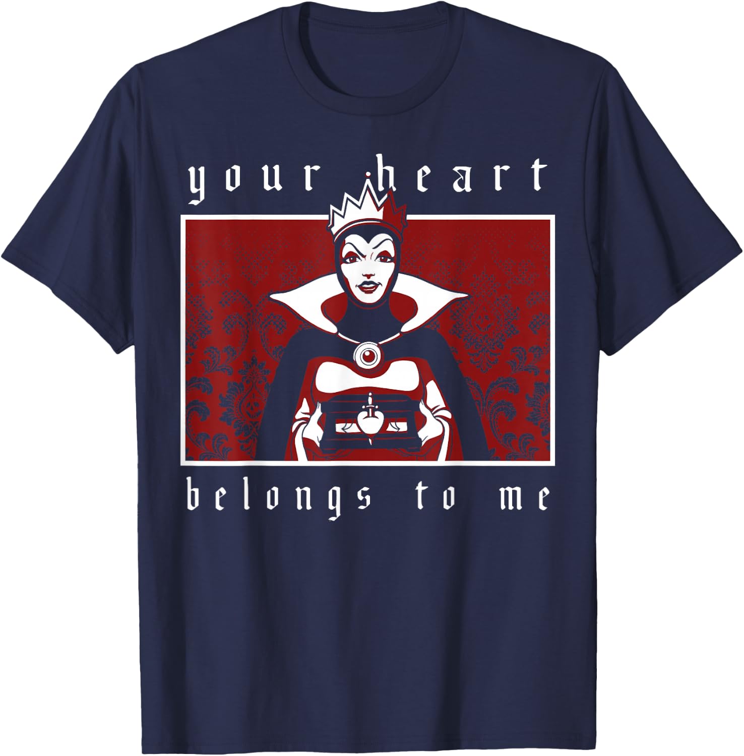 Disney Villains Valentine's Day Evil Queen Heart Portrait T-Shirt - T-Shirt | Navy
