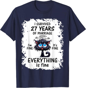 I Survived 27 Years Of Marriage T-Shirt - T-Shirt | Navy