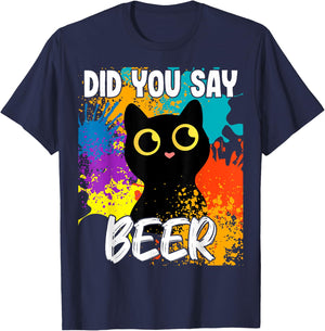 Did you say beer black cat T-Shirt - T-Shirt | Navy