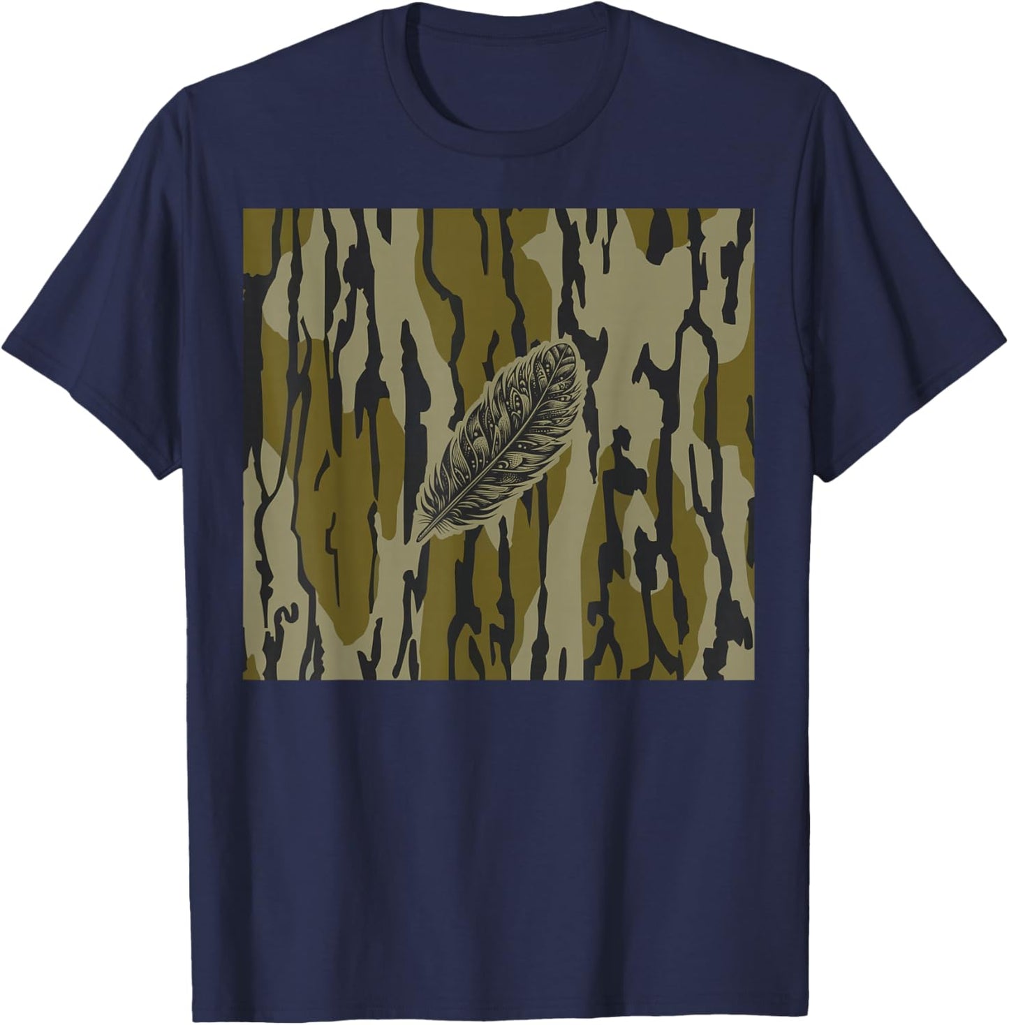 Turkey Feather Bottom lands Camo T-Shirt - T-Shirt | Navy