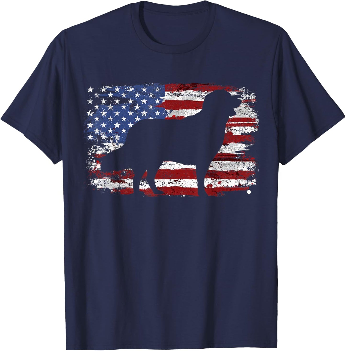 Golden Retriever Vintage USA Flag T-Shirt - T-Shirt | Navy