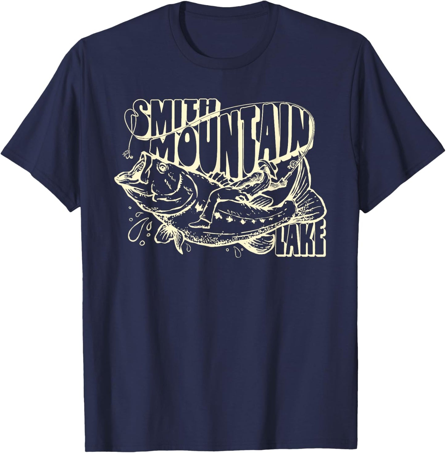 Smith Mountain Lake Virginia Striped Bass Fishing Rodeo T-Shirt - T-Shirt | Navy