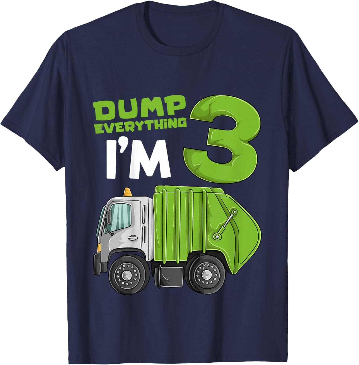 Kids Garbage Truck 3rd Birthday Boy Shirt, Trash Truck Toddler T-Shirt - T-Shirt | Navy