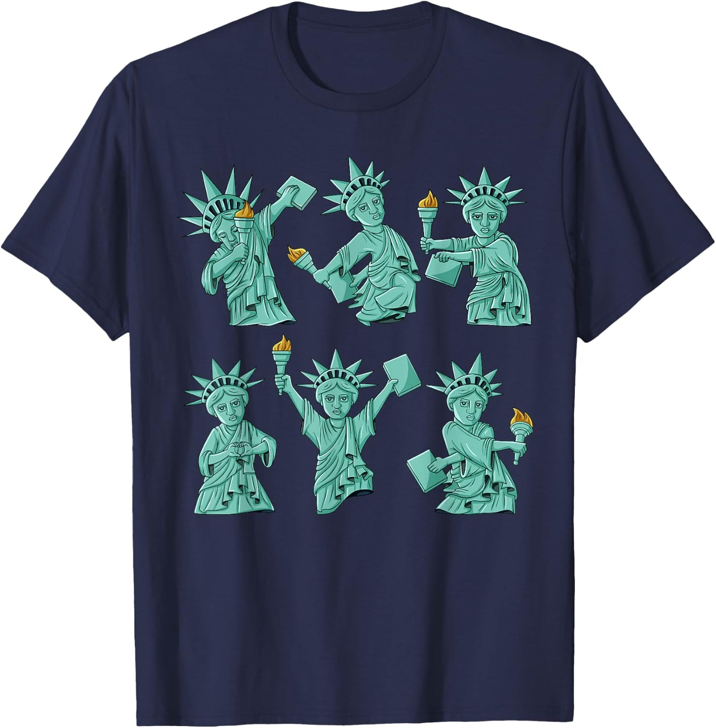 Dancing Statue of Liberty 4th of July USA Boys Girls Kids T-Shirt - T-Shirt | Navy