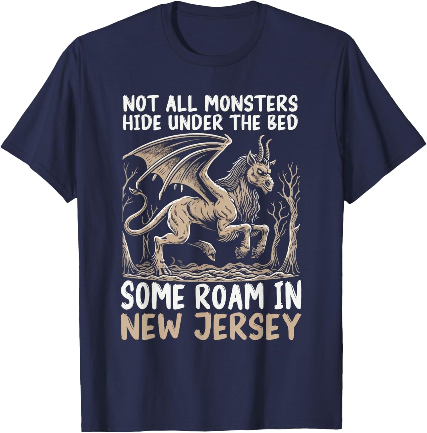 Jersey Devil Legendary Creature Cryptozoology Cryptid T-Shirt - T-Shirt | Navy