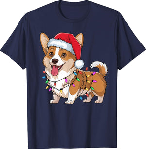 Cardigan Welsh Corgi Christmas Lights Xmas Dogs Gifts Women T-Shirt - T-Shirt | Navy