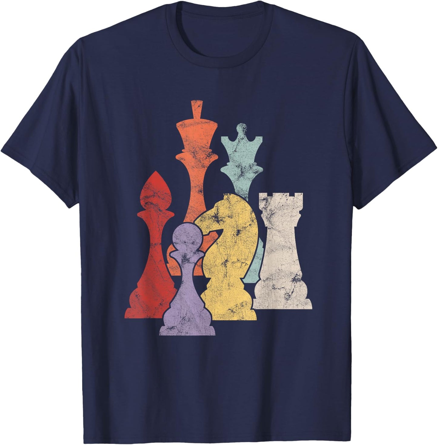 Retro Chess Piece Chess Shirts Boys Women Club Gift T-Shirt - T-Shirt | Navy