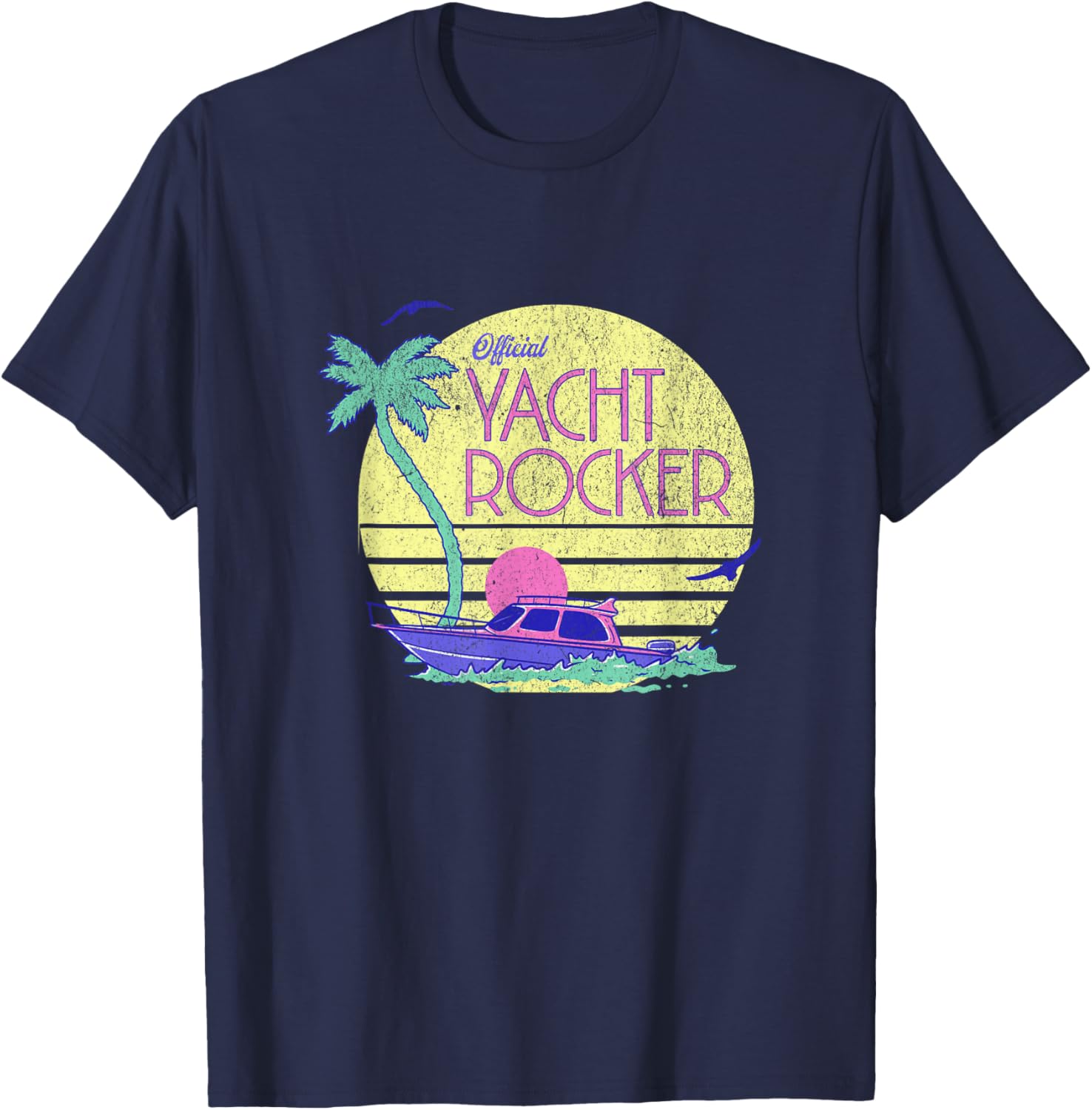 Yacht Rocker, Cruise Lake Party 70s Music Graphic T-Shirt - T-Shirt | Navy
