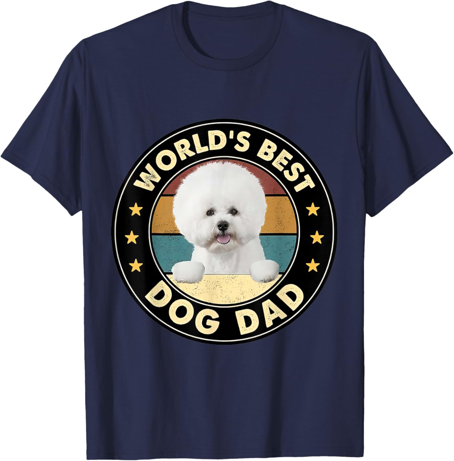 Vintage World's Best Best Bichon Frise Dad Dog Lover Women T-Shirt - T-Shirt | Navy