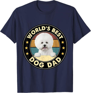 Vintage World's Best Best Bichon Frise Dad Dog Lover Women T-Shirt - T-Shirt | Navy