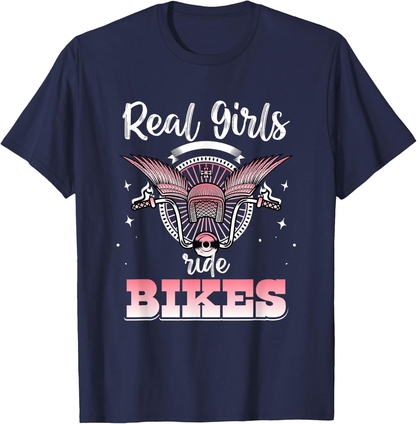 Motorcycle Biker - Real Girls ride Bikes Woman T-Shirt - T-Shirt | Navy