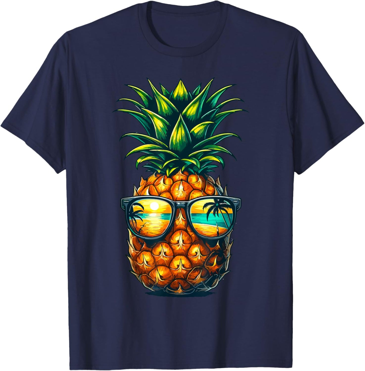 Pineapple Sunglasses Hawaiian Aloha Beaches Hawaii T-Shirt - T-Shirt | Navy