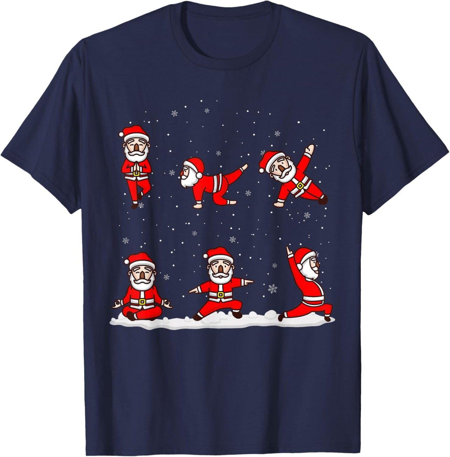 Funny Santa Claus Yoga Pose Yoga Santa Christmas Yoga Snow T-Shirt - T-Shirt | Navy