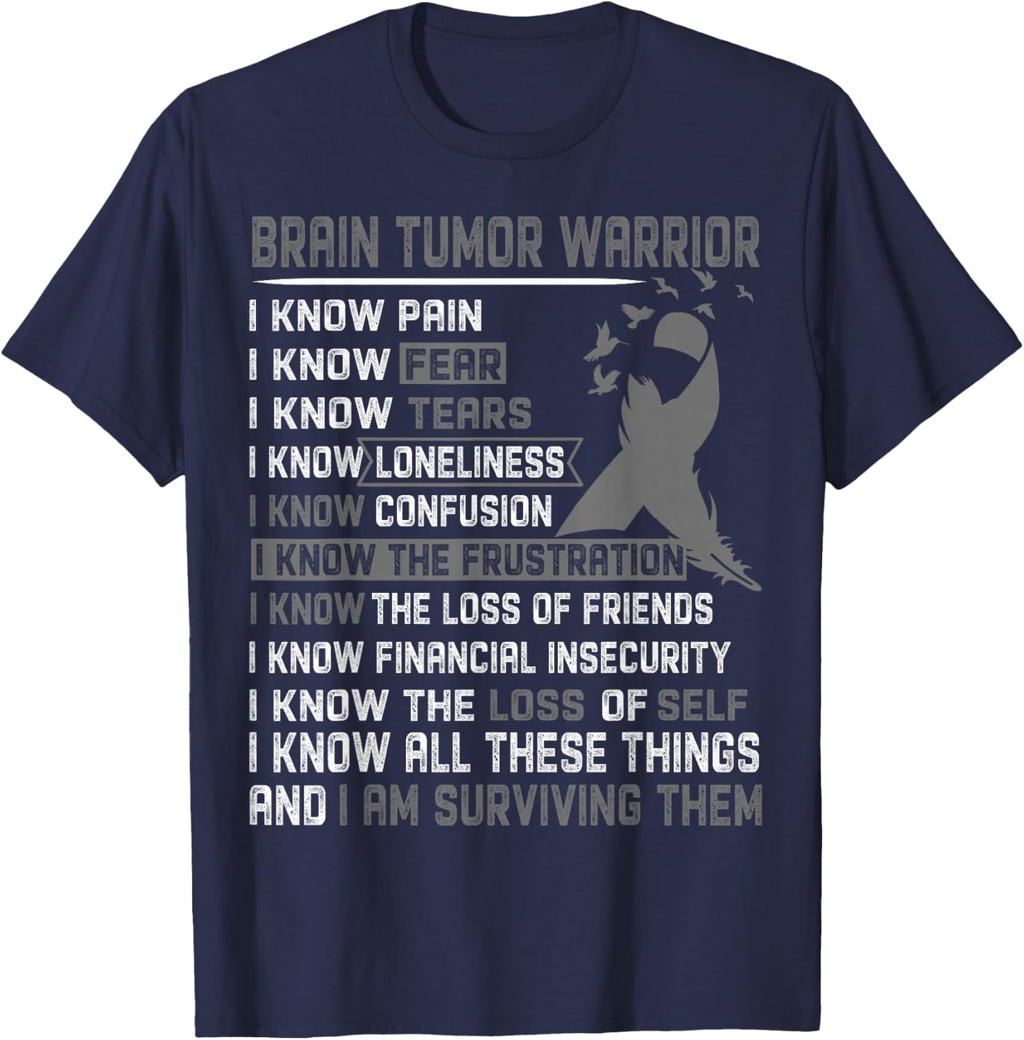 Brain Tumor Warrior Shirt Men T-Shirt - T-Shirt | Navy