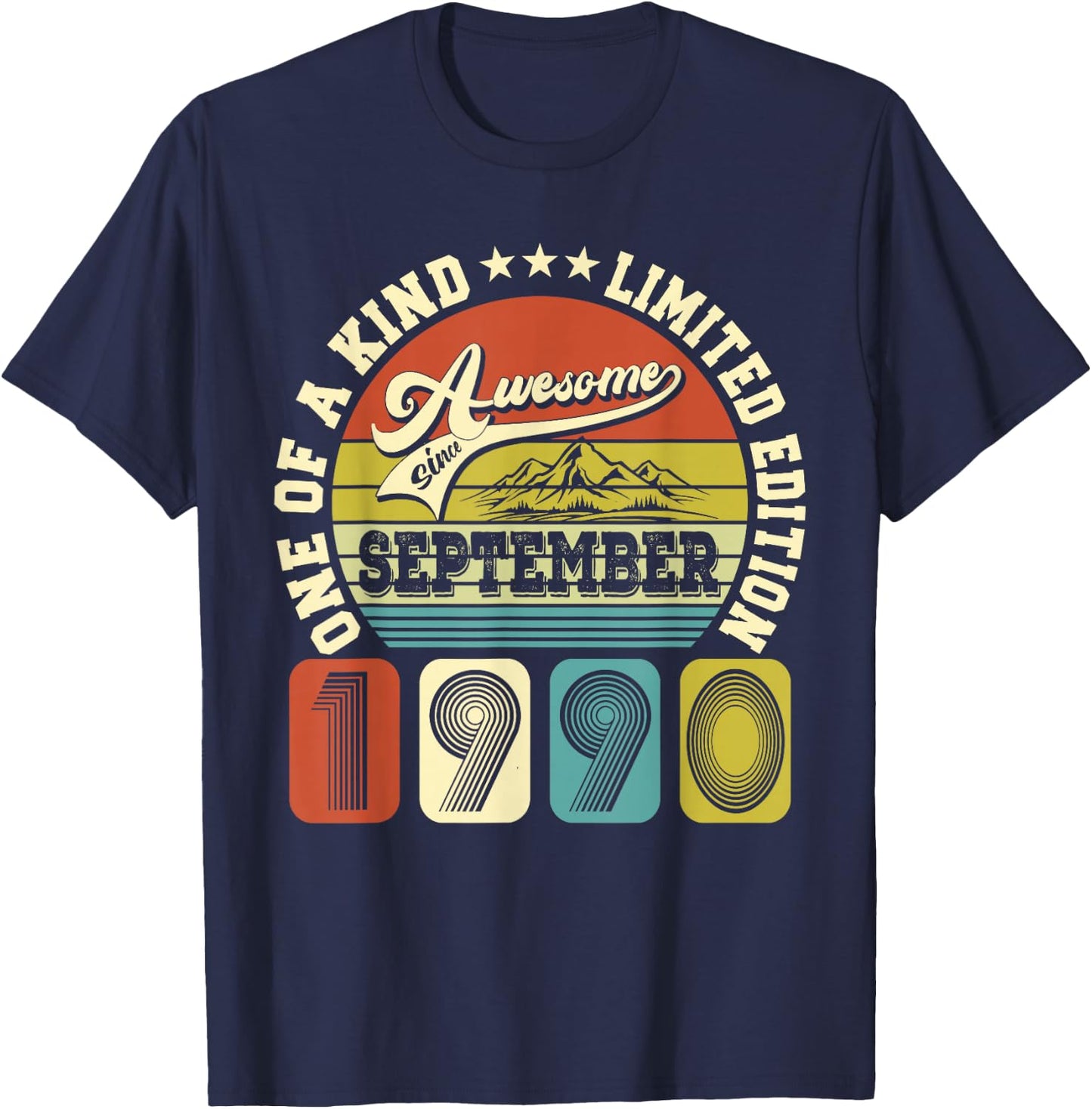 35 Years Old Gift 35th Birthday Awesome Since September 1990 T-Shirt - T-Shirt | Navy