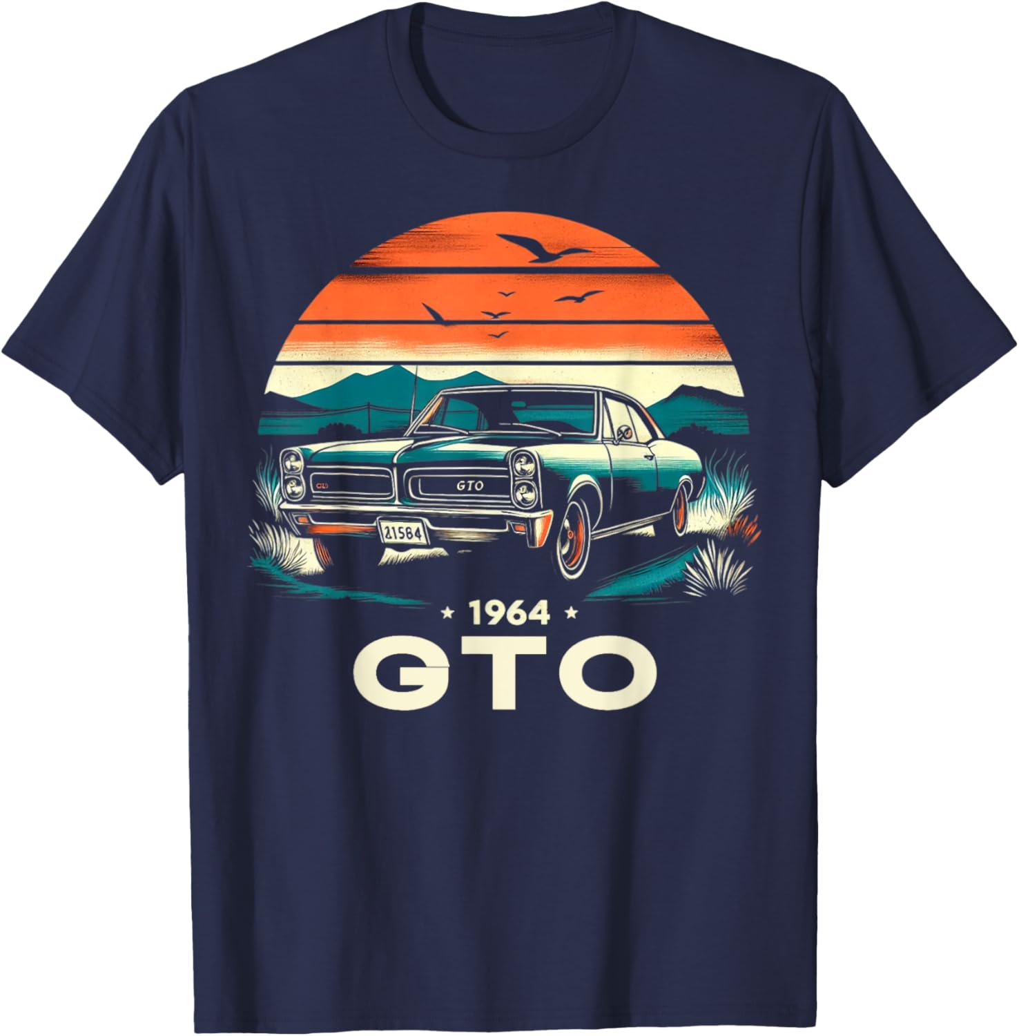 1964 64 GTO Classic Car Old School Muscle Vintage Car T-Shirt - T-Shirt | Navy