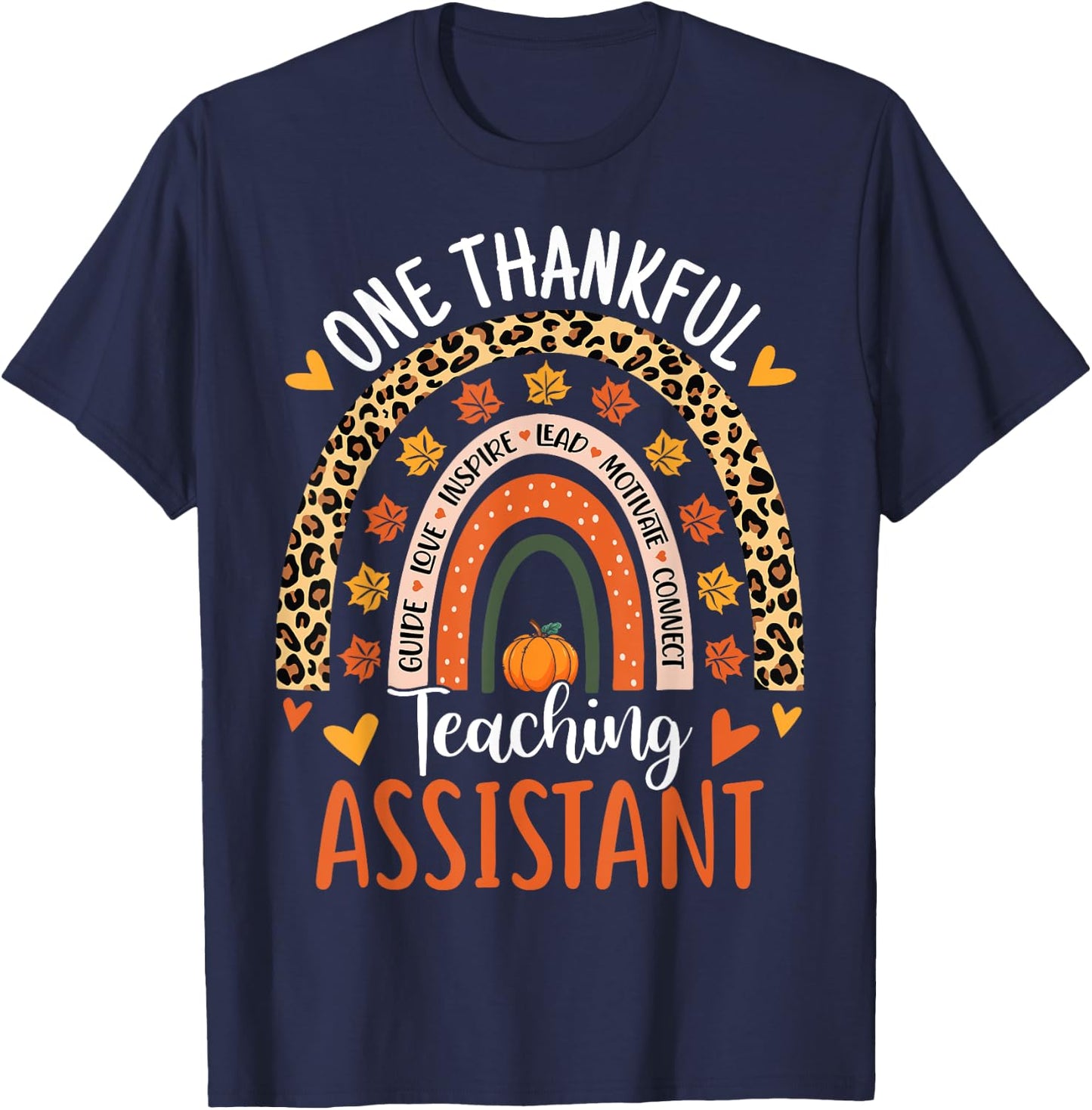 One Thankful Teaching Assistant Thanksgiving Teacher Aide T-Shirt - T-Shirt | Navy