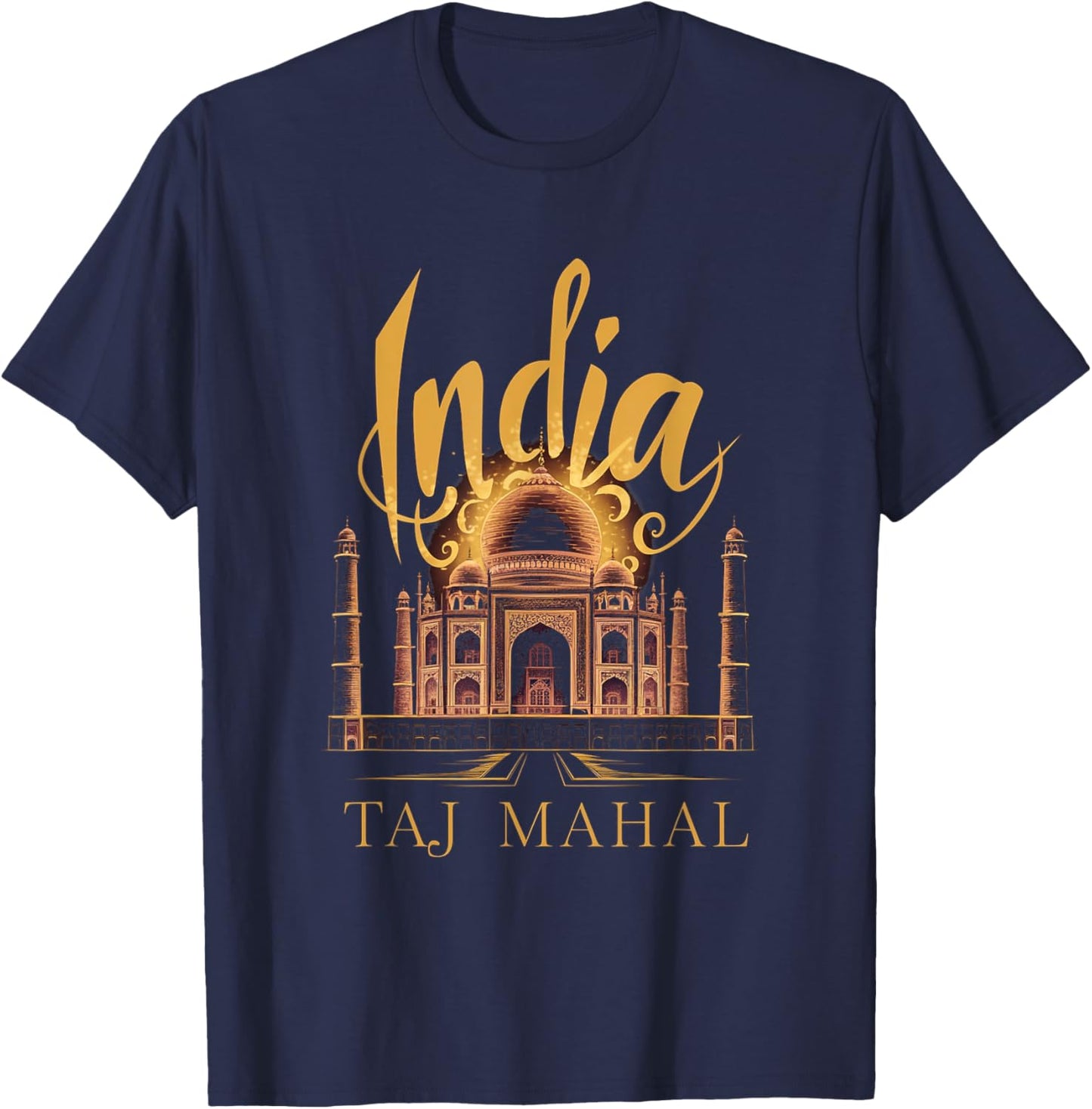 Explore India Taj Mahal Elegant Artistic Design T-Shirt - T-Shirt | Navy