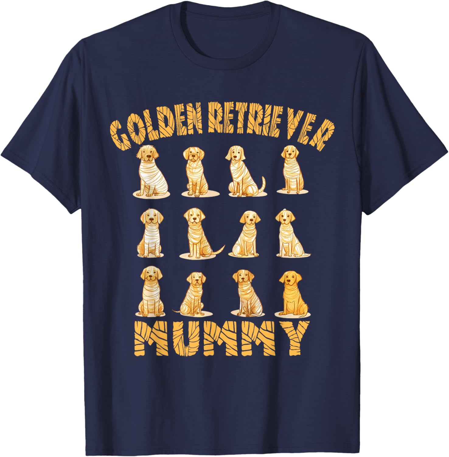 Golden Retriever Mummy Dog Lover Halloween Costume Men Women T-Shirt - T-Shirt | Navy