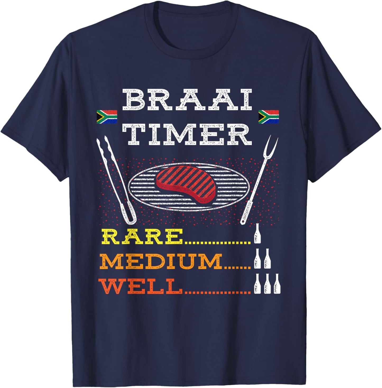 Braai Timer African BBQ Funny Family South Africa Flag T-Shirt - T-Shirt | Navy
