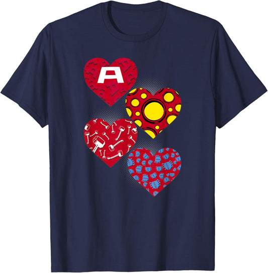 Marvel Comics Avengers Valentine's Day Super Hero Hearts T-Shirt - T-Shirt | Navy